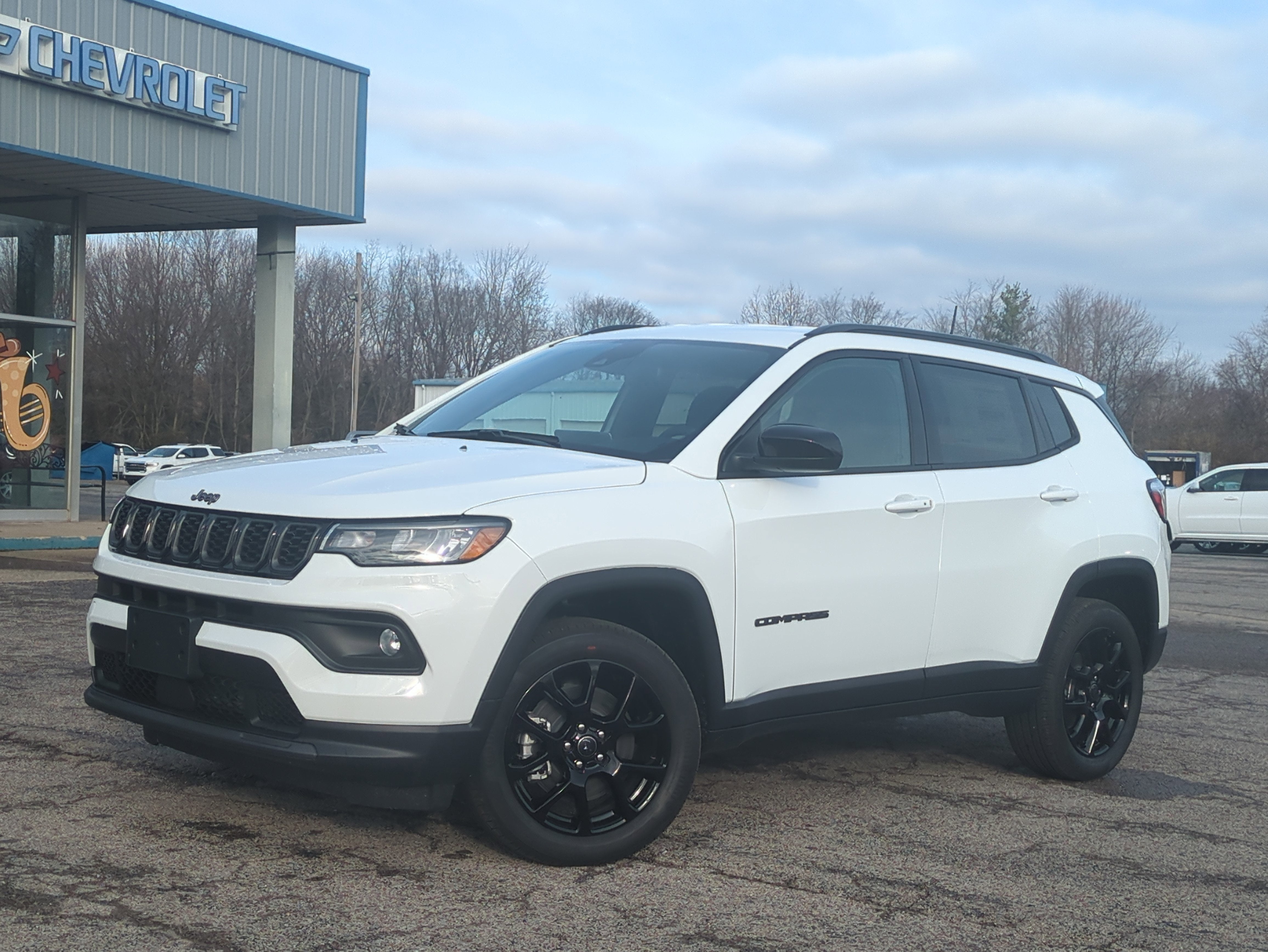 2026 Jeep Compass COMPASS LATITUDE 4X4 in Bright White Clear-Coat Exterior Paint — front three-quarter view
